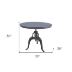 36 inch industrial gray round dining table with adjustable crank base