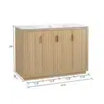 Close-up of natural wood grain and texture on a 48 inch freestanding bathroom vanity cabinet