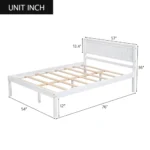 Goldoma full size platform bed frame in white with headboard, no box spring needed, solid pine wood construction