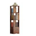 YQ FOREVER Wooden Bookshelve Bookshelf With Door Storage Rack Bookcase Living Room Furniture – angled view