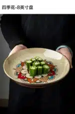 Chinese-style ceramic deep plate household salad plate disc personality plate creative old-fashioned hand-painted tableware