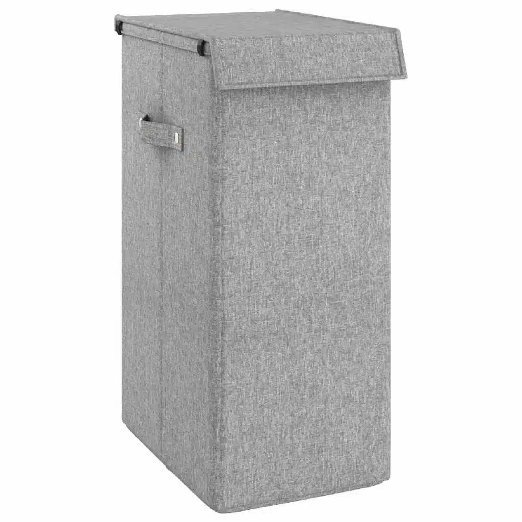 W2B VidaXL Foldable Laundry Hamper 10.2x13.6x23.4" Faux Linen Fabric Durable Plastic Metal Hinges W2B VidaXL Foldable Laundry Hamper 10.2x13.6x23.4" Faux Linen Fabric Durable Plastic Metal Hinges for Bathroom Clothing