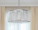 Modern Crystal Chandelier for Dining Room, 16" Round Chandeliers Adjustable Height Hanging Pendant Light Fixtures