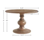 Modern 46 round walnut pedestal dining table by Goldoma, perfect for small dining rooms