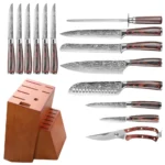 IOKO 15-Piece Japanese Style Kitchen Knife Set Sashimi Paring 8 Inch Chef Sushi Steak Utility 7 Inch Santoku Kitchen Knife