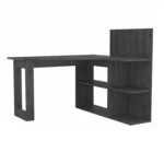HMS 47" Gray L-Shaped Computer Desk Portable Gaming Office Desk with Shelf Drawer Foldable Feature Made From Wood for Hotels