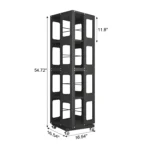 4-Tier Steel Rotating Bookshelf with Wheels Large Size Sturdy & Spacious Book Rack Bookshelf Easy Assembly US Warehouse