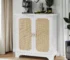 Modern rattan sideboard buffet with two doors and natural wood finish