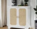 Modern rattan sideboard buffet with two doors and natural wood finish