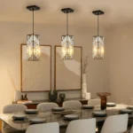 Ship in USA,4" Modern Crystal Pendant Light - 3 Pack, Adjustable Hanging Ceiling Lamp with Crystal Prism Design for Dining