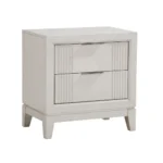 Goldoma antique white nightstand with two drawers and reeded fronts - modern bedroom furniture