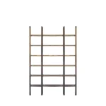 HMS Brown Six-Tier Bookcase Solid Wood and Iron Construction Elegant Sixty-Eight Inch Bookshelf – close-up detail