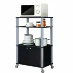 Goldoma microwave stand with shelves in a modern kitchen