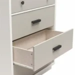 Modern adjustable height dresser with 5 drawers in white and gray high-gloss finish