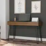 HMS 47" Simple Modern Design Brown and Black Computer Desk Adjustable Office Gaming Desk with Wooden and Metal Material