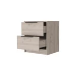 Washington Nightstand with two large drawers in light grey minimalist design for bedroom storage