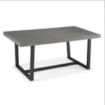 Goldoma distressed wood dining table – solid pine grey finish with metal legs, 72x36 inches, rustic farmhouse style
