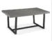 Goldoma distressed wood dining table in grey with metal legs in a modern farmhouse dining room