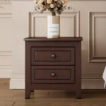 Modern 2-drawer nightstand with eco-friendly MDF and solid wood for bedroom storage