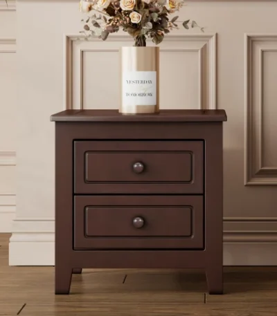 Modern 2-drawer nightstand with eco-friendly MDF and solid wood for bedroom storage