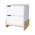 Ralston 2 drawer nightstand in white and macadamia wood modern bedroom storage