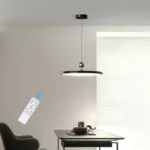 15.7" Modern Dimmable LED Pendant Light, Adjustable Height Mini Hanging Lamp with Remote for Kitchen Island, Dining Room