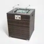 28inch Outdoor Propane Fire Pit Column with Glass Wind Guard – side view