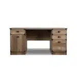 HMS 59 Oak Wood Pedestal Computer Desk with Four Drawers Solid Wood Adjustable for Office or Hotel Use – close-up detail