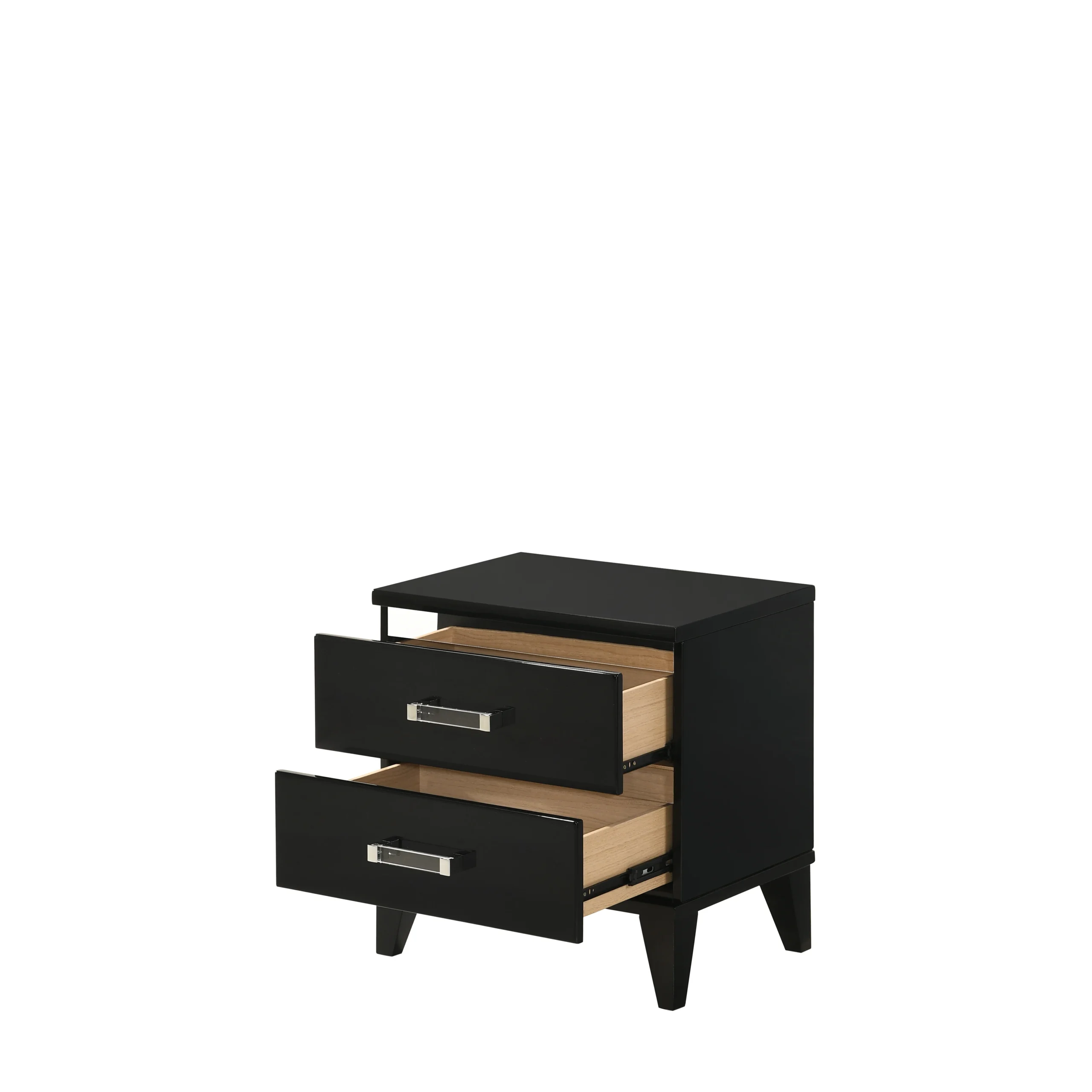 Chelsie Black Nightstand with Drawers - Modern Bedroom Storage