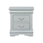 Louis Philippe III Platinum Finish Nightstand - classic two drawer side table with platinum finish and wood construction