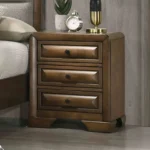Transitional brown nightstand with drawers in bedroom setting
