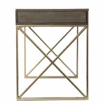 HMS 45 Modern Office Desk with Two Drawers Gray and Gold Melamine Steel Writing Desk Furniture – styled in a modern Writing