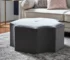 Goldoma 33-Inch Silver Faux Leather Tufted Octagonal Cocktail Ottoman