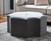 Goldoma 33-Inch Silver Faux Leather Tufted Octagonal Cocktail Ottoman