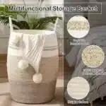 OIAHOMY Laundry Hamper Woven Cotton Rope Large Clothes Hamper 25.6" Height Tall Laundry Basket – styled in a modern Living