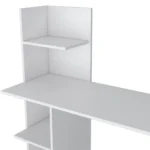 HMS 47" White Wood Computer Desk Simple Modern Design with Shelf and Drawer Adjustable Office Desk Metal and Wooden Material