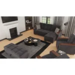 Goldoma 52-inch tufted storage ottoman in black and brown microfiber with hidden storage compartment