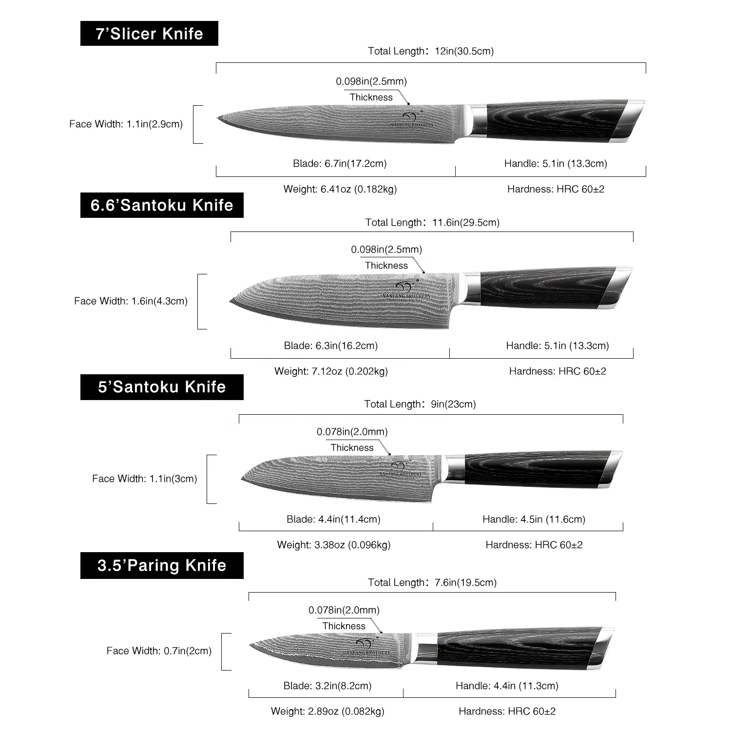 Professional Cook Tools 4 Pieces Damascus Steel VG10 Chef Kitchen Knife Set with Pakka Wood Handle