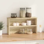 Sonoma Oak kitchen storage rack stackable 2-piece set on countertop