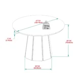 Goldoma modern 48 inch round solid wood pedestal dining table in cerused white finish for four person dining