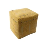 Goldoma 18" Yellow Abstract Pouf Ottoman – Square Foot Stool & Accent Seat – base detail