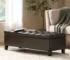 Goldoma Dark Brown Faux Leather Tufted Convertible Storage Ottoman
