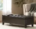 Goldoma Dark Brown Faux Leather Tufted Convertible Storage Ottoman