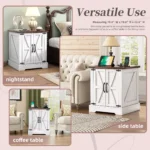 Rustic end table with USB charging station and farmhouse wood finish