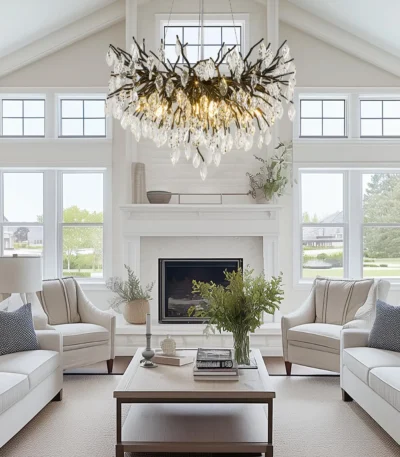Chandeliers for Dining Room Modern Black Crystal Chandelier, Round Tree Branch pendant, Foyer pendant for Living