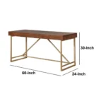 Modern Wooden Writing Desk with Metal Legs Brown Finish Storage Eco-Friendly & for Home Office and Living Room – base