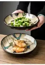 Chinese-style ceramic deep plate household salad plate disc personality plate creative old-fashioned hand-painted tableware