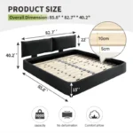 Goldoma King Size Chenille Upholstered Cloud Bed with oversized padded movable headboard