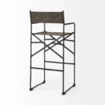 HMS 30" Modern Luxury Bar Stool Brown and Black Leather with Metal Rotating Solid Wood and PU for Home Bar Kitchen - Image 5
