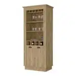HMS 70 Rustic Brown Bar Cabinet with Wine Storage for Home Nordic and Modern Design Wood Iron Oak Material for Dining